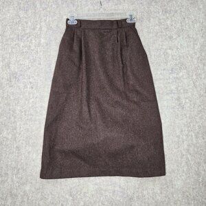 California Jam Womens Brown High-Waisted Wool Skirt Lined Back-Slit Zip Closure